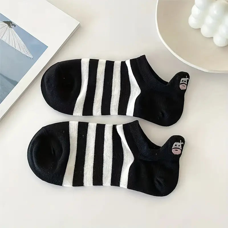 5 paires de chaussettes de vache mignonnes, chaussettes respirantes confortables