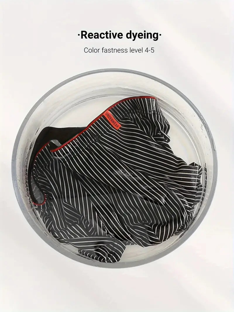 (4 Pièces) Lot de Boxers en Coton Mélangé à Rayures pour Hommes – Confort et Style Intemporel