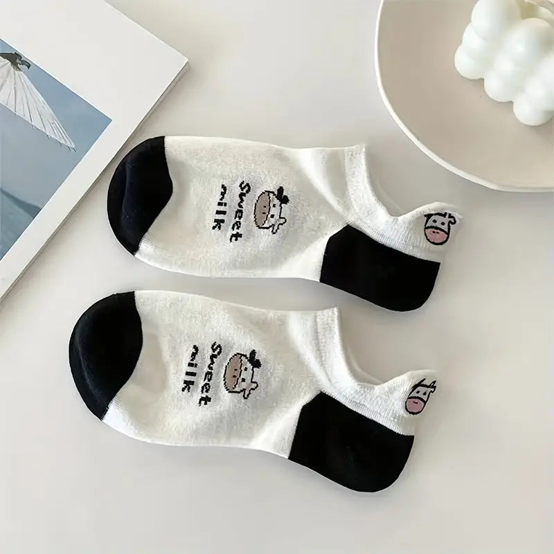 5 paires de chaussettes de vache mignonnes, chaussettes respirantes confortables