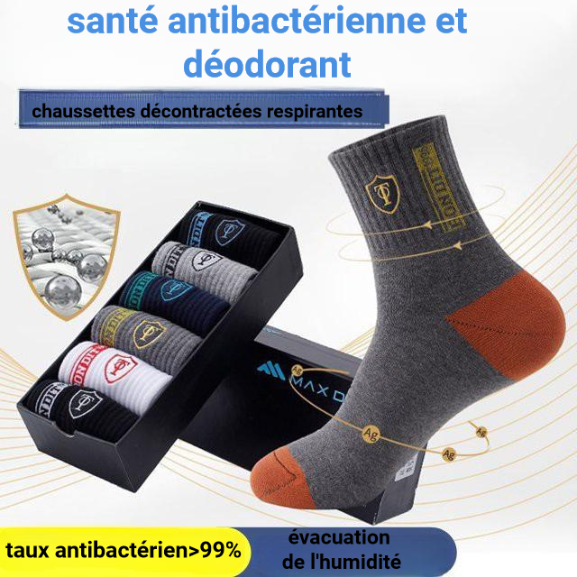 【6 paires】 Chaussettes déodorantes absorbant la transpiration pour hommes