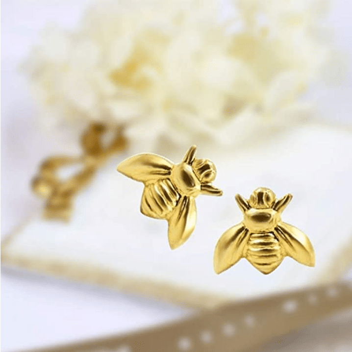 Boucle D’oreille Abeille Plaquée Or 18k