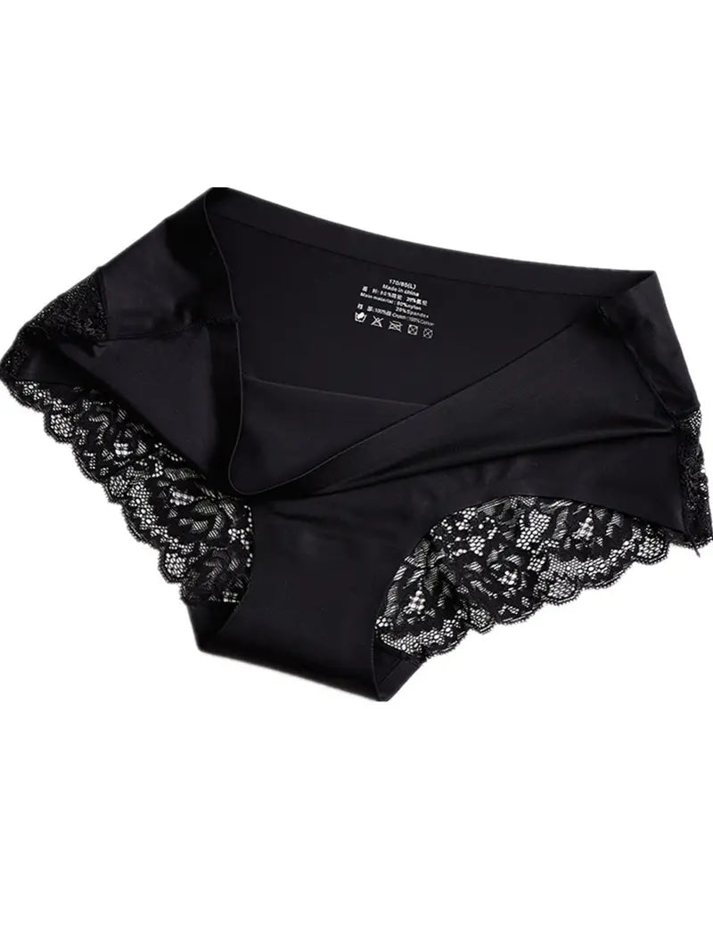 Ensemble de 3 Pièces Culottes Respirantes et Confortables - Dentelle, Satin