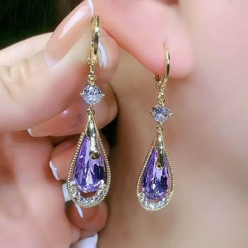 Elégantes boucles d'oreilles goutte de cristal