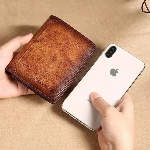 Portefeuille en cuir pour homme avec protection RFID