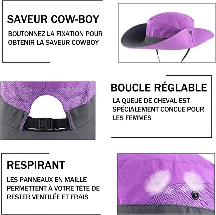 Chapeau de soleil pliable avec protection UV