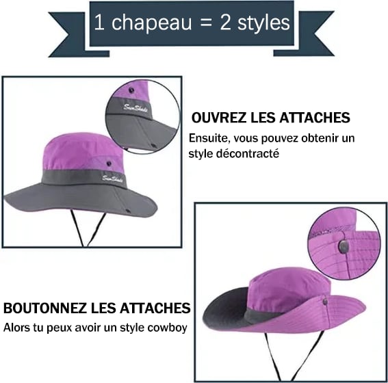 Chapeau de soleil pliable avec protection UV