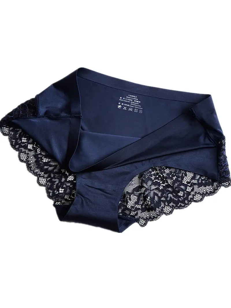 Ensemble de 3 Pièces Culottes Respirantes et Confortables - Dentelle, Satin