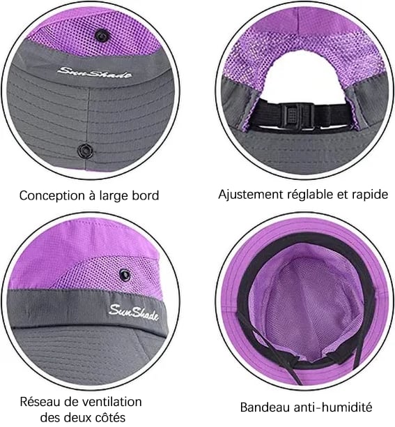 Chapeau de soleil pliable avec protection UV