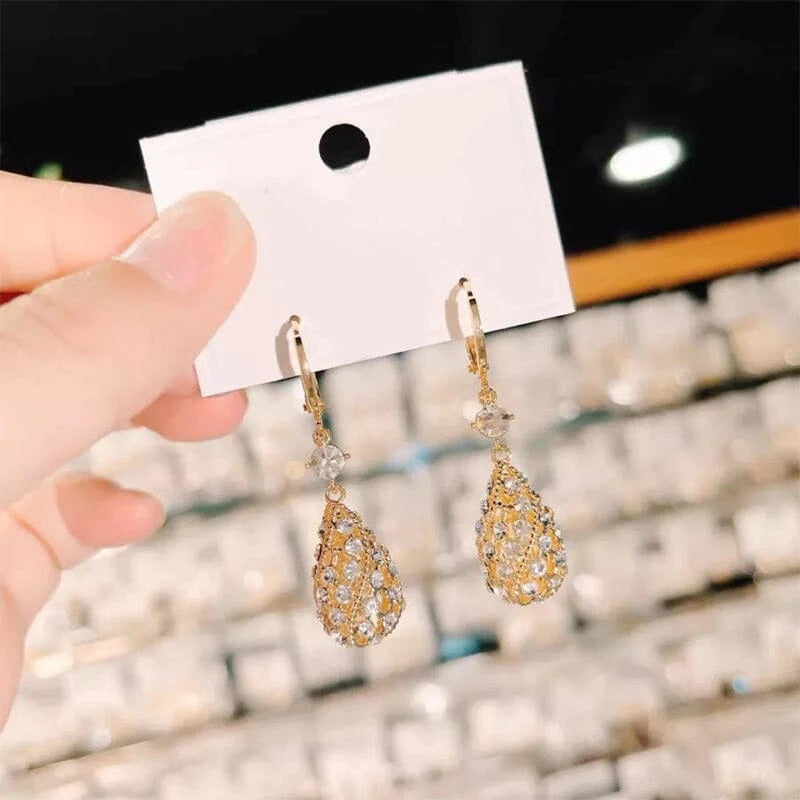 BOUCLES D'OREILLES MODE GOUTTE D'EAU DIAMANT