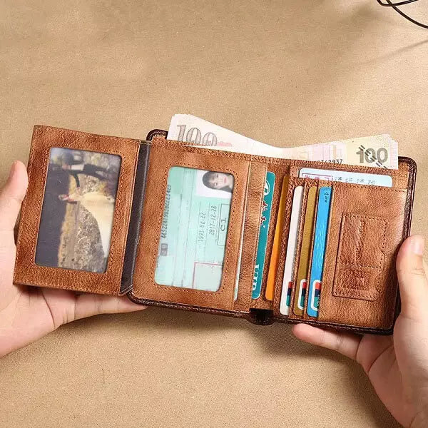 Portefeuille en cuir pour homme avec protection RFID