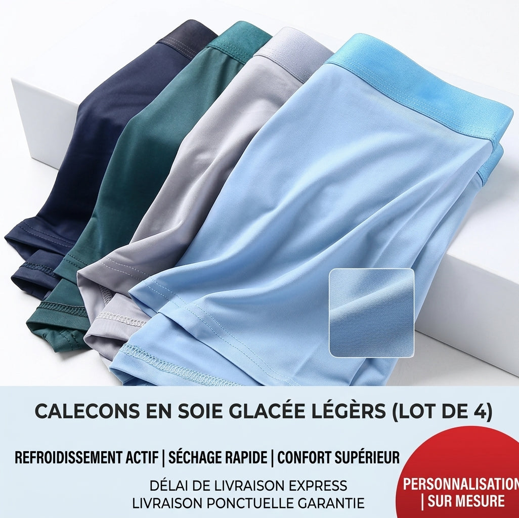 LOT DE 4 Boxer Homme Ice Boxer Pro – Technologie Rafraîchissante, Micro-Aérée & Maintien Ergonomique