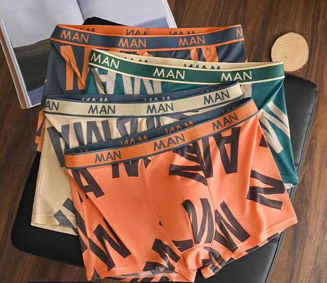 🧊 Lot de 4 Boxers Homme en Soie Glacée | Confort, Style & Fraîcheur au Quotidien