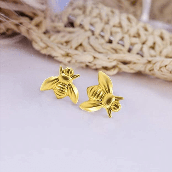 Boucle D’oreille Abeille Plaquée Or 18k