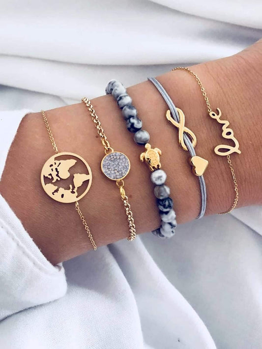 Ensemble De Bracelet D’infinité Et Terre 5 Pièces